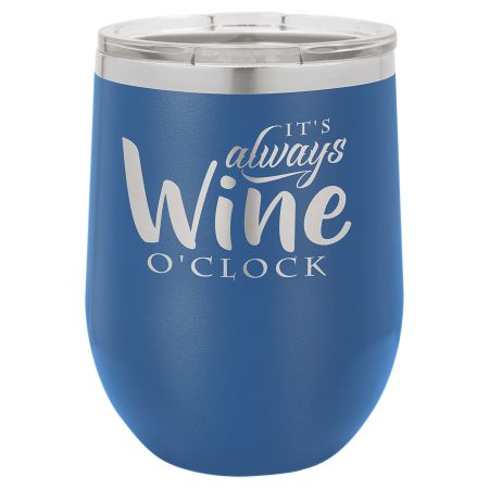 Polar Camel 12 oz. Royal Blue Stemless Wine Tumbler with Standard Lid