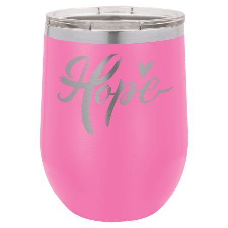 Polar Camel 12 oz. Pink Stemless Wine Tumbler with Standard Lid