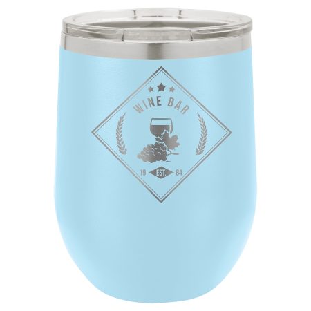 Polar Camel 12 oz. Light Blue Stemless Wine Tumbler with Standard Lid