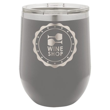 Polar Camel 12 oz. Dark Gray Stemless Wine Tumbler with Standard Lid