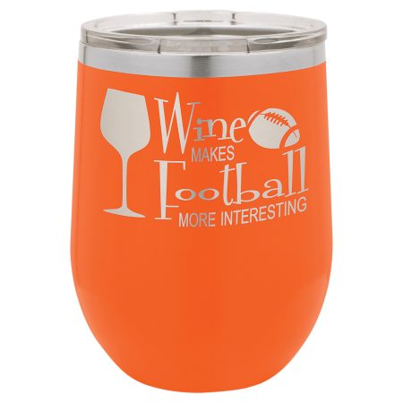 Polar Camel 12 oz. Orange Stemless Wine Tumbler with Standard Lid