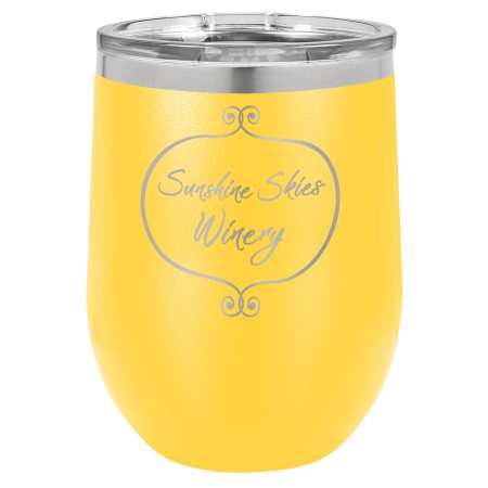 Polar Camel 12 oz. Yellow Stemless Wine Tumbler with Standard Lid