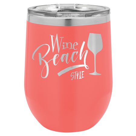 Polar Camel 12 oz. Coral Stemless Wine Tumbler with Standard Lid