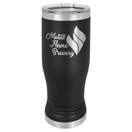 Polar Camel 14 oz. Black Pilsner Tumbler with Standard Lid