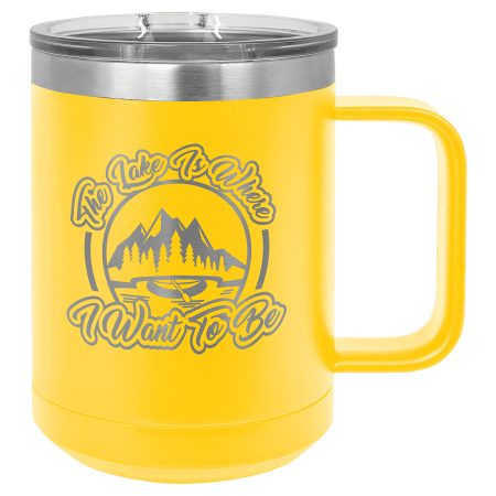 Polar Camel 15 oz. Yellow Vacuum Insulated Mug with Slider Lid