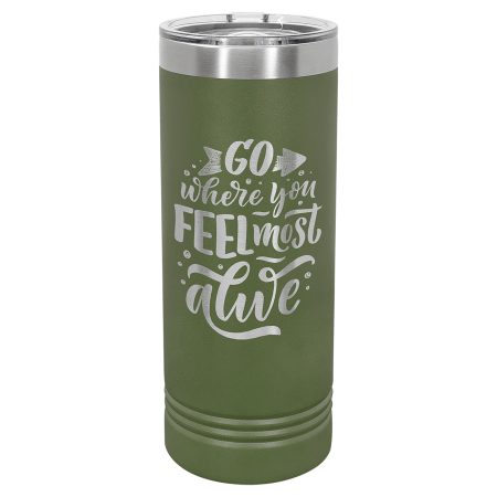 Polar Camel 22 oz. Olive Green Skinny Tumbler with Slider Lid