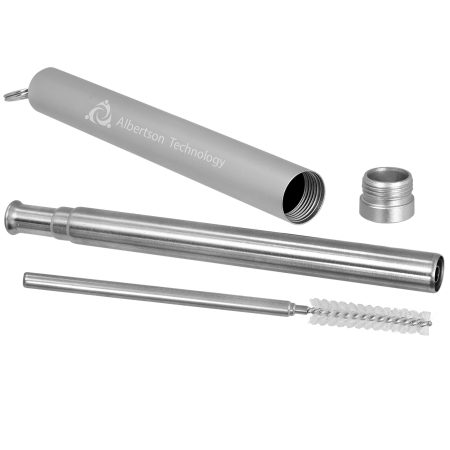 9 1/4" Collapsible Metal Straw with Case and Cleaning Brush