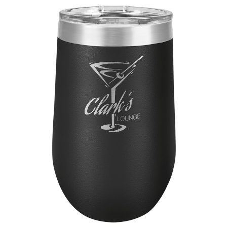Polar Camel 16 oz. Black Stemless Wine Tumbler with Standard Lid