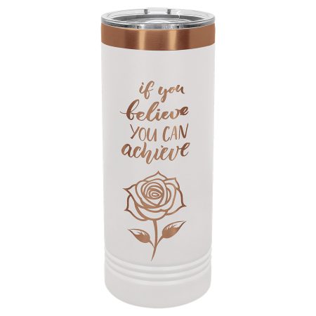 Polar Camel 22 oz. White/Rose Gold Skinny Tumbler