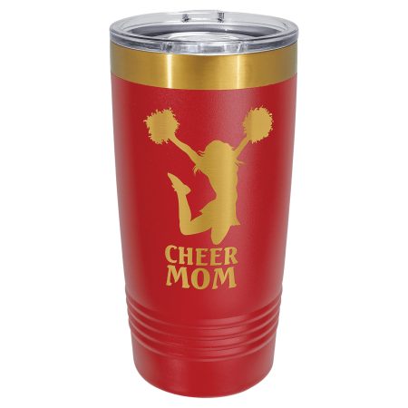Polar Camel 20 oz. Red/Bright Gold ION-Plated Ringneck Tumbler with Slider Lid