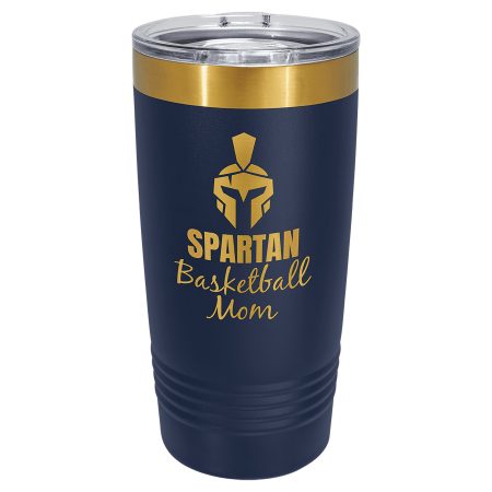 Polar Camel 20 oz. Navy Blue/Bright Gold ION-Plated Ringneck Tumbler with Slider Lid
