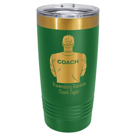 Polar Camel 20 oz. Green/Bright Gold ION-Plated Ringneck Tumbler with Slider Lid