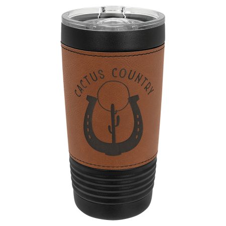 Polar Camel 20 oz. Black with Rawhide Leatherette Tumbler with Slider Lid