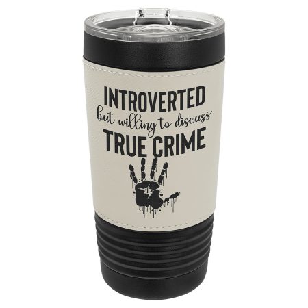 Polar Camel 20 oz. Black with White Leatherette Tumbler with Slider Lid