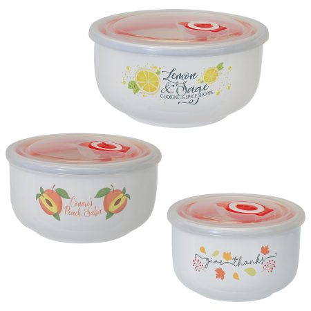 Sublimatable Ceramic Storage Bowl with Flexible Plastic Lid Sample Set