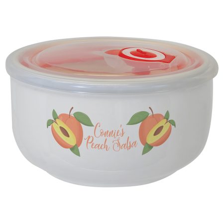 2.6" x 5" Ceramic Storage Bowl with Flexible Plastic Lid