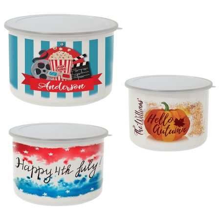 Sublimatable Enamel Containers with Flexible Plastic Lids Sample Set