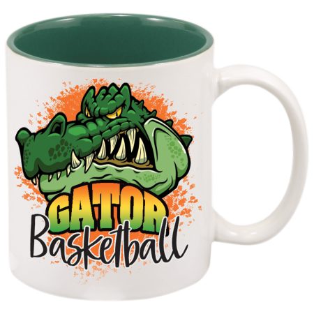 11 oz. White/Green Sublimatable Ceramic Mug