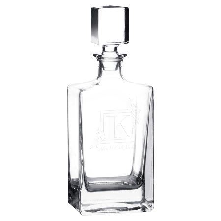 Polar Camel 810 mL Rectangle Glass Decanter in Black Gift Box with Printed Paper Sleeve