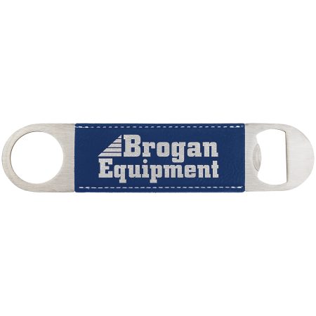 1 1/2" x 7" Blue/Silver Laserable Leatherette Bottle Opener