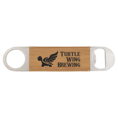 1 1/2" x 7" Bamboo Laserable Leatherette Bottle Opener