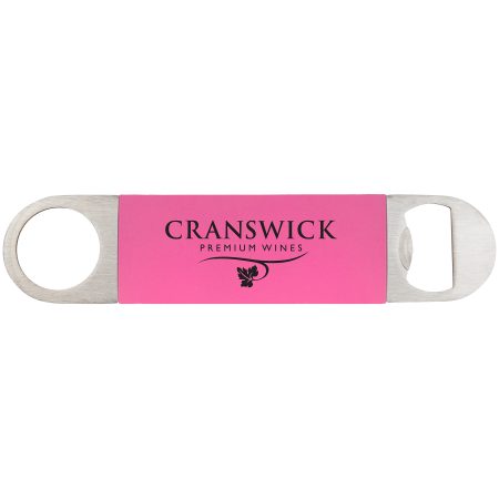 1 1/2" x 7" Pink/Black Bottle Opener with Silicone Grip