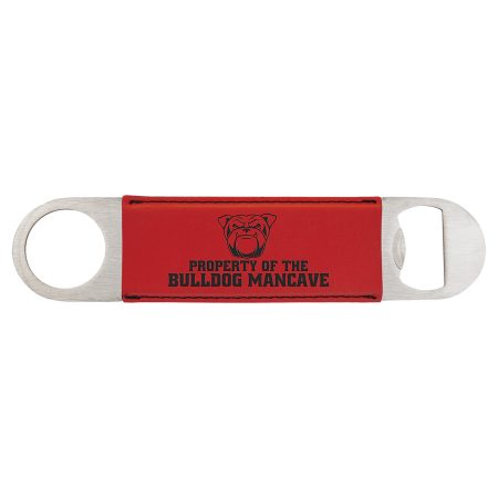 1 1/2" x 7" Red Laserable Leatherette Bottle Opener