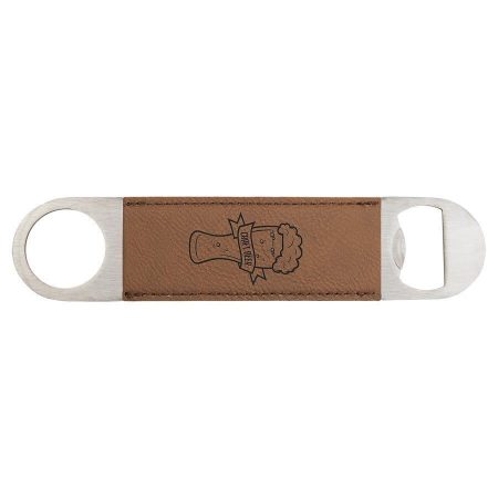 1 1/2" x 7" Dark Brown Laserable Leatherette Bottle Opener
