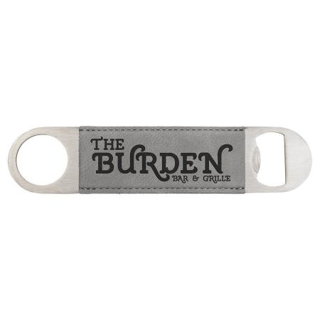 1 1/2" x 7" Gray Laserable Leatherette Bottle Opener