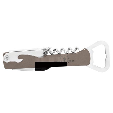 Gray Laserable Leatherette Wine Bottle Opener