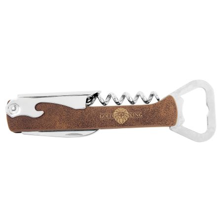 Rustic/Gold Laserable Leatherette Wine Bottle Opener