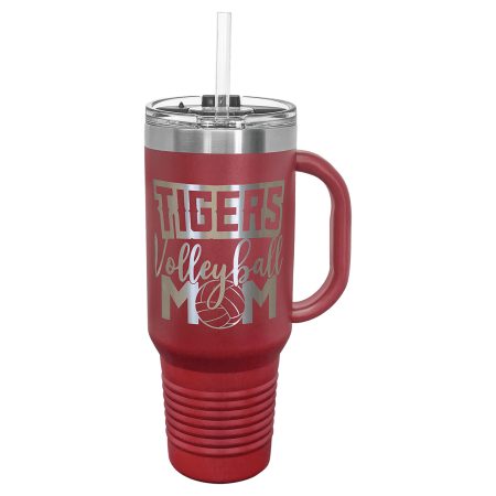 Polar Camel 40 oz. Maroon Travel Mug with Snap Lid & Straw