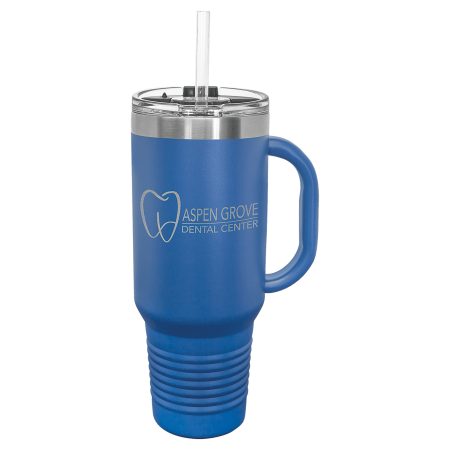 Polar Camel 40 oz. Royal Blue Travel Mug with Snap Lid & Straw