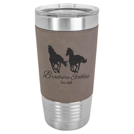 Polar Camel 20 oz. Gray Leatherette Grip Tumbler with Standard Lid