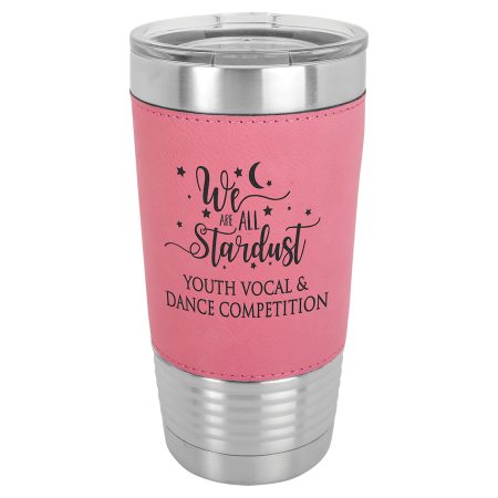 Polar Camel 20 oz. Pink Leatherette Grip Tumbler with Standard Lid