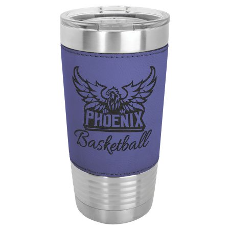 Polar Camel 20 oz. Purple Leatherette Grip Tumbler with Standard Lid