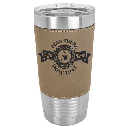 Polar Camel 20 oz. Light Brown Leatherette Grip Tumbler with Standard Lid