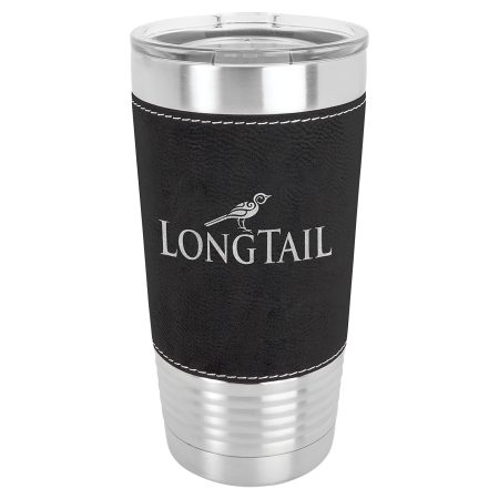 Polar Camel 20 oz. Black/Silver Leatherette Grip Tumbler with Standard Lid