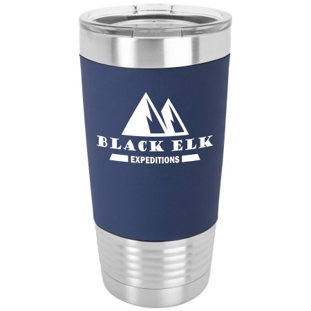 Polar Camel 20 oz. Navy Blue/White Silicone Grip Tumbler with Standard Lid
