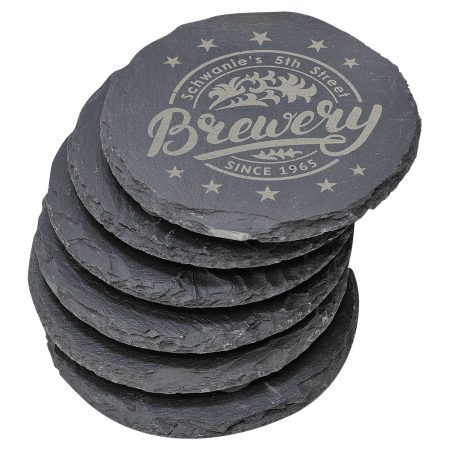 4" Round Slate Coaster Set-6 Piece