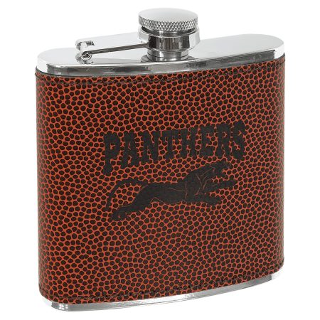 6 oz. Football Laserable Leatherette Stainless Steel Flask