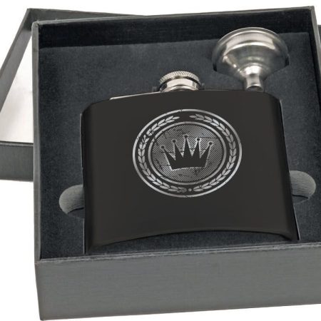 6 oz. Matte Black Flask Set in Black Presentation Box