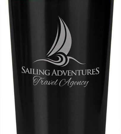 16 oz. Black Laserable Stainless Steel Travel Mug without Handle