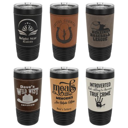 Polar Camel 20 oz. Black Leatherette Tumbler with Slider Lid Sample Set