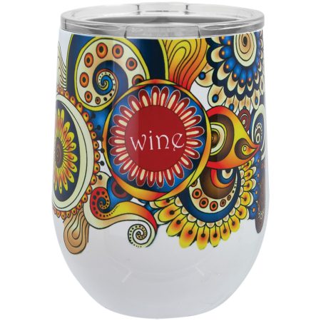 White 12 oz. Sublimatable Polar Camel Stemless Wine Tumbler with Lid