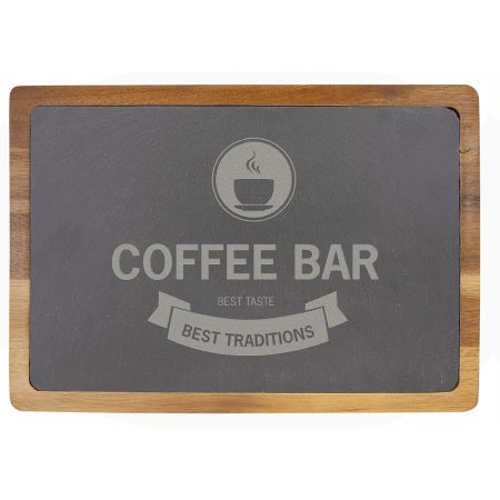 13" x 9" Acacia Wood/Slate Cutting Board