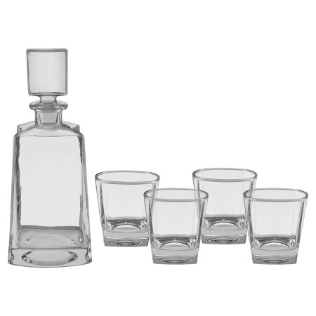 Polar Camel 750 mL 12" Tequila Decanter Set with Four 8 oz. Glasses in a Black Gift Box with Printed Paper Sleeve