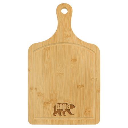 15 1/2" x 9" Bamboo Cutting Board Paddle Shape with Drip Ring