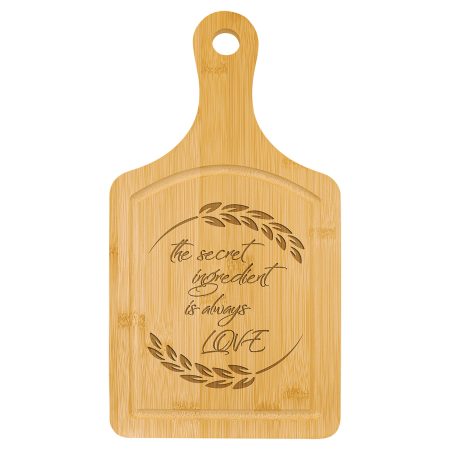 13 1/2" x 7" Bamboo Cutting Board Paddle Shape with Drip Ring