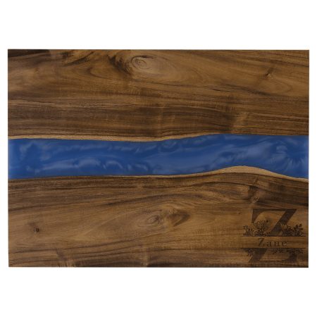 15 3/4" x 11 3/4" Acacia with Blue Pearl Resin Serving Board